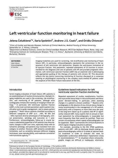 Left ventricular function monitoring in heart failure 